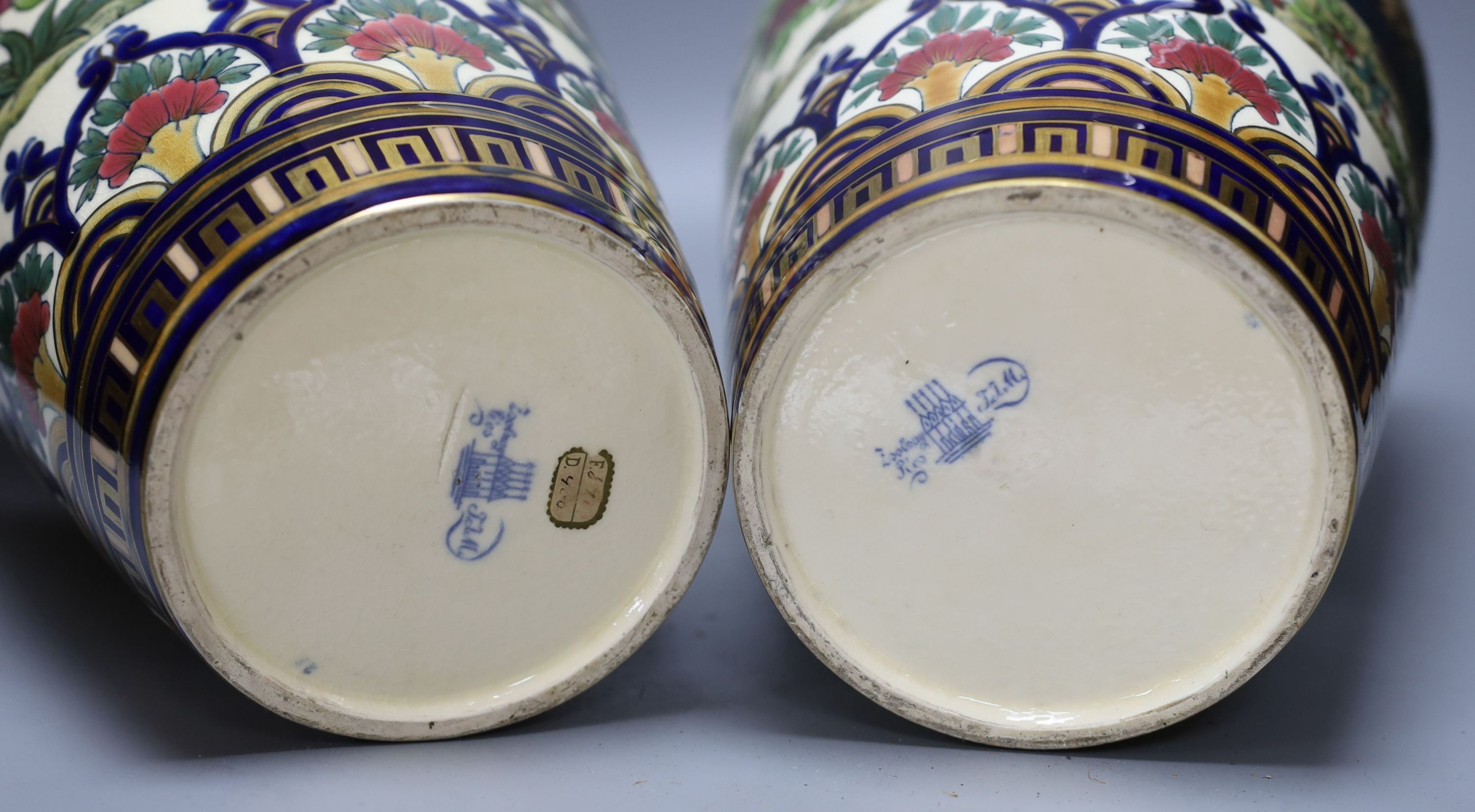 A large pair of Zsolnay Pecs vases - 50.5cm tall